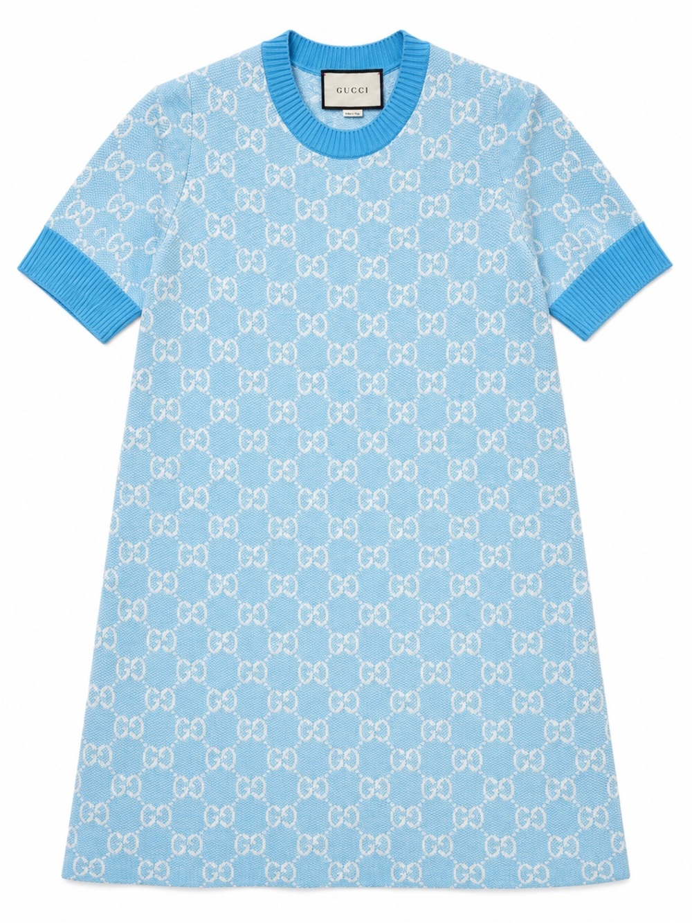 Gucci Light Blue and White GG Jacquard Short Sleeve Nightgown